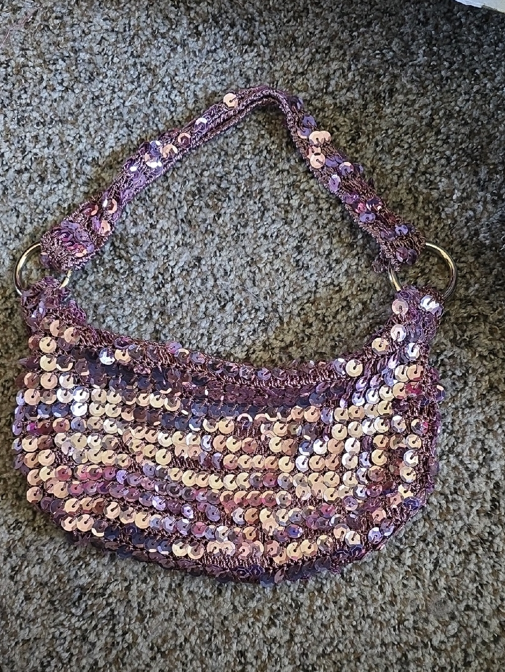 Sequined Mini Shoulder Bag in Light Pink